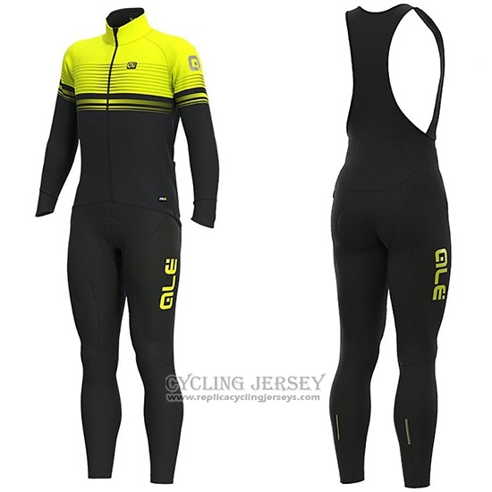 2019 Cycling Jersey Ale Slide Yellow Black Long Sleeve And Bib Tight